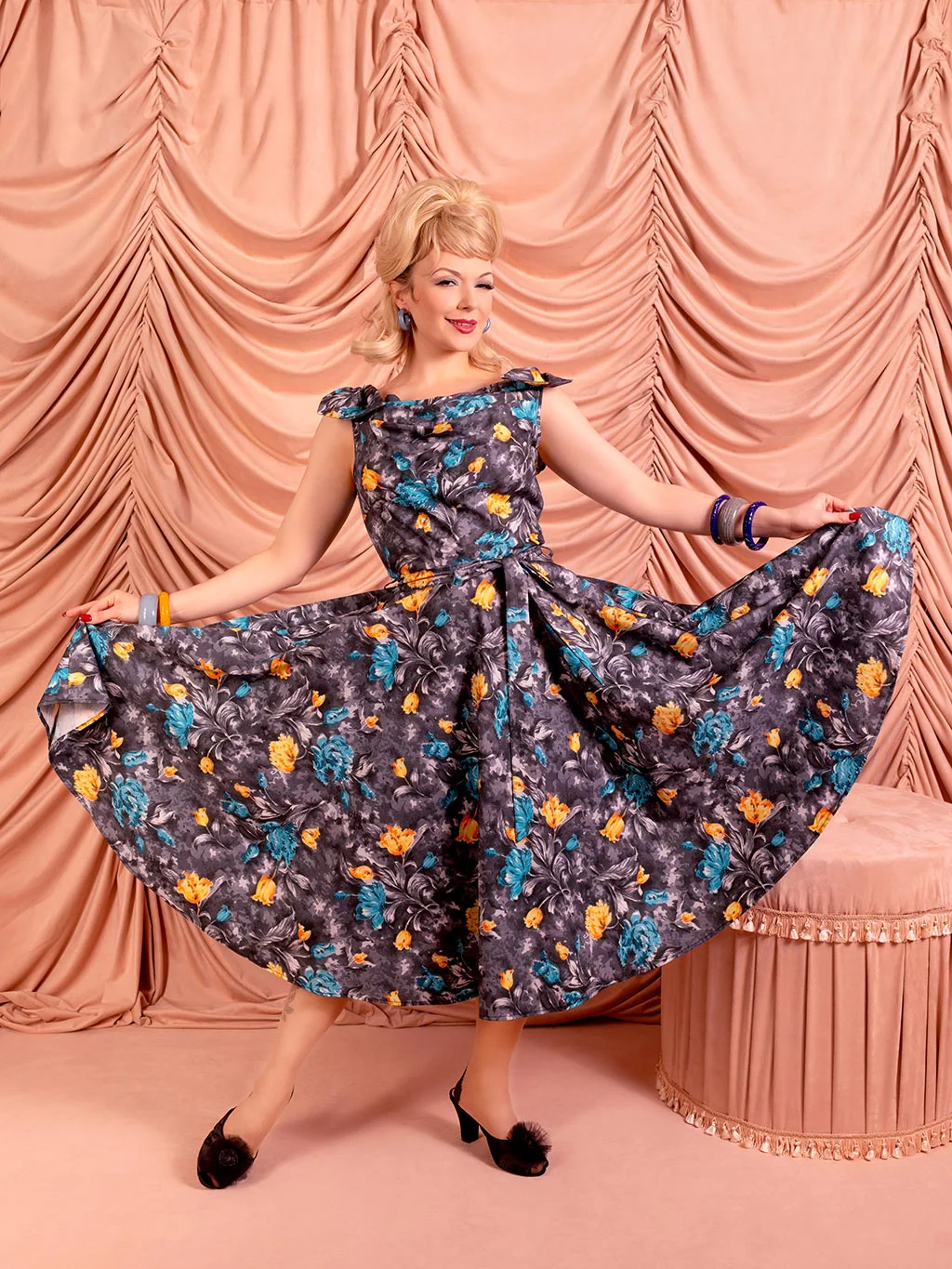 Edwina 1950s Cowl Neck Dress - Image 3