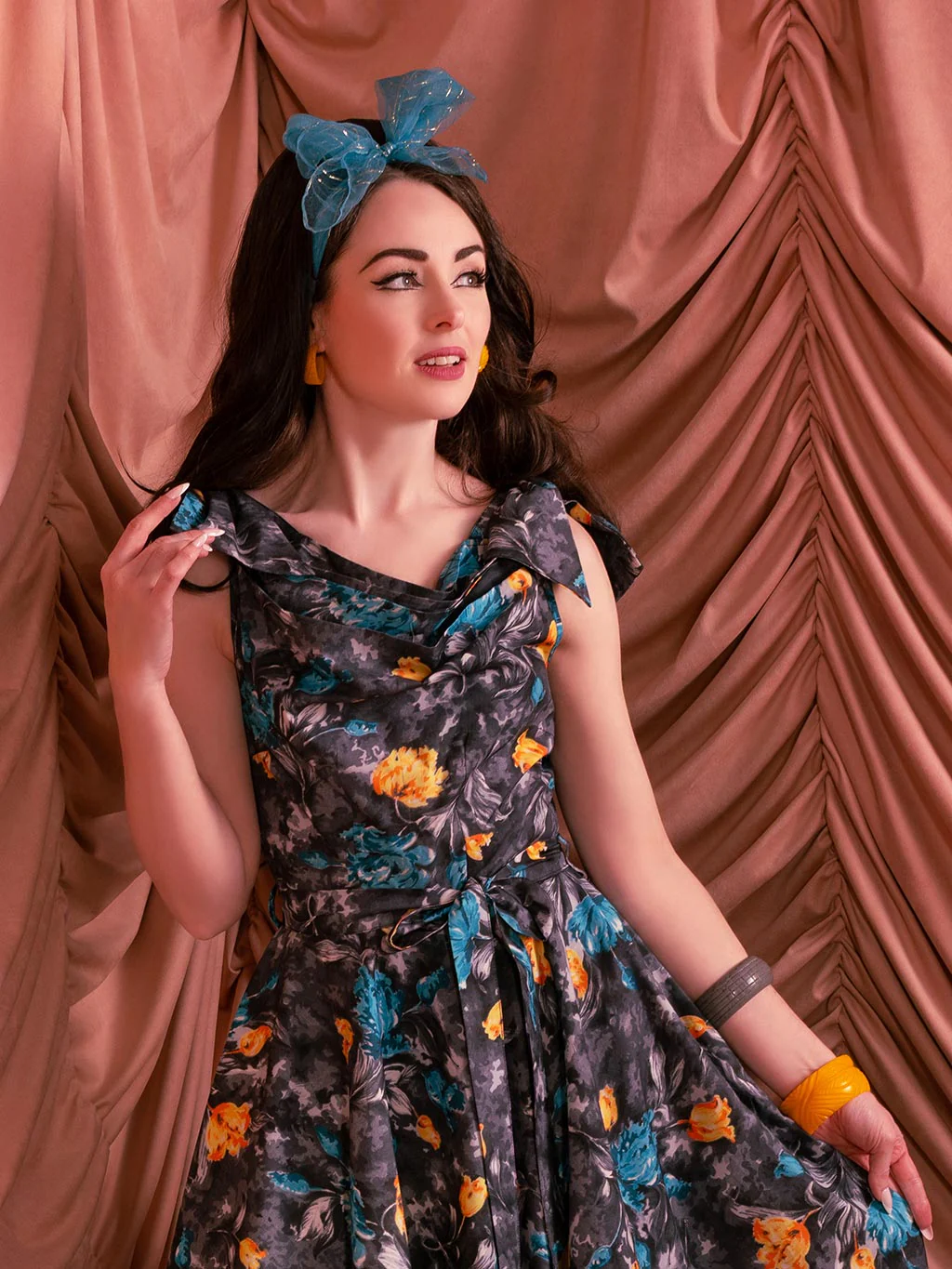 Edwina 1950s Cowl Neck Dress - Image 4