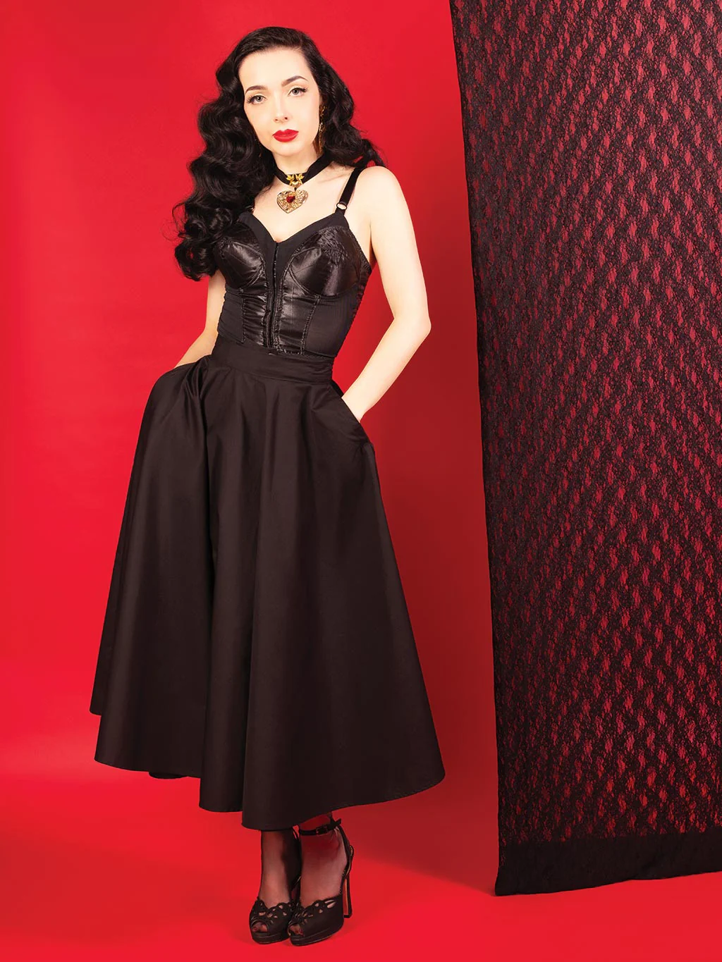 Black Adjustable 1950s Circle Skirt - Image 5