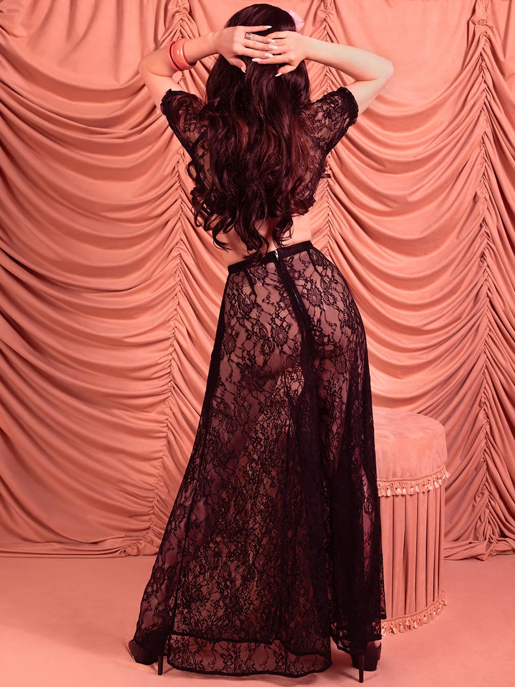 Black Lace Palazzo Pants - Image 4