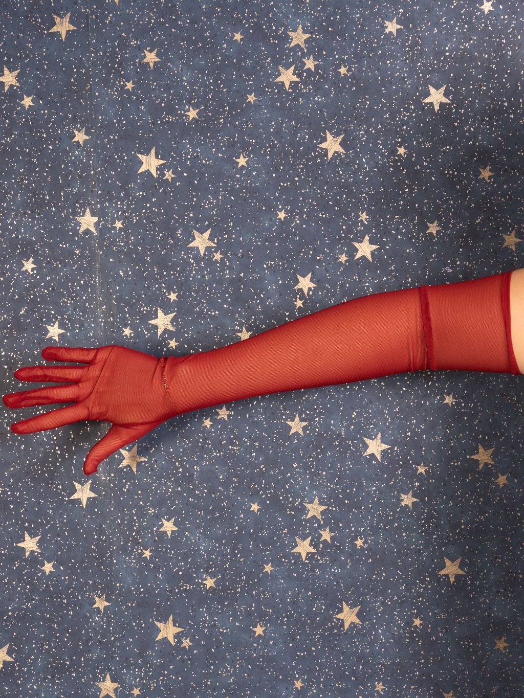 Long Claret Sheer Gloves - Image 6