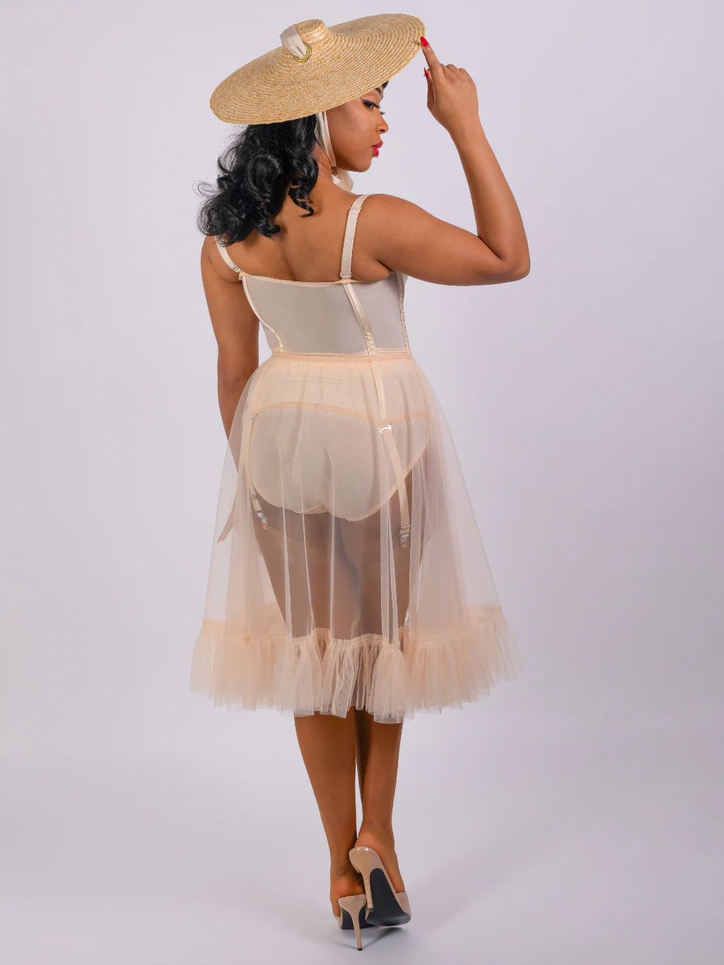 Vintage Peach Frilly Petticoat L8021PE - Image 7