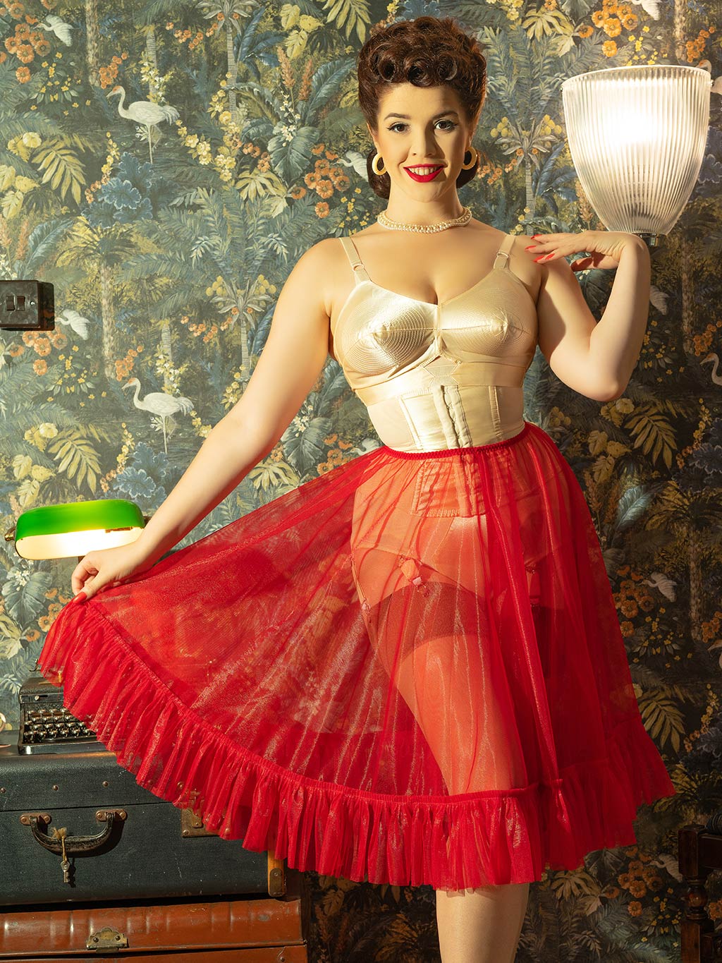 Retro Red Frilly Petticoat L8021R - Image 4