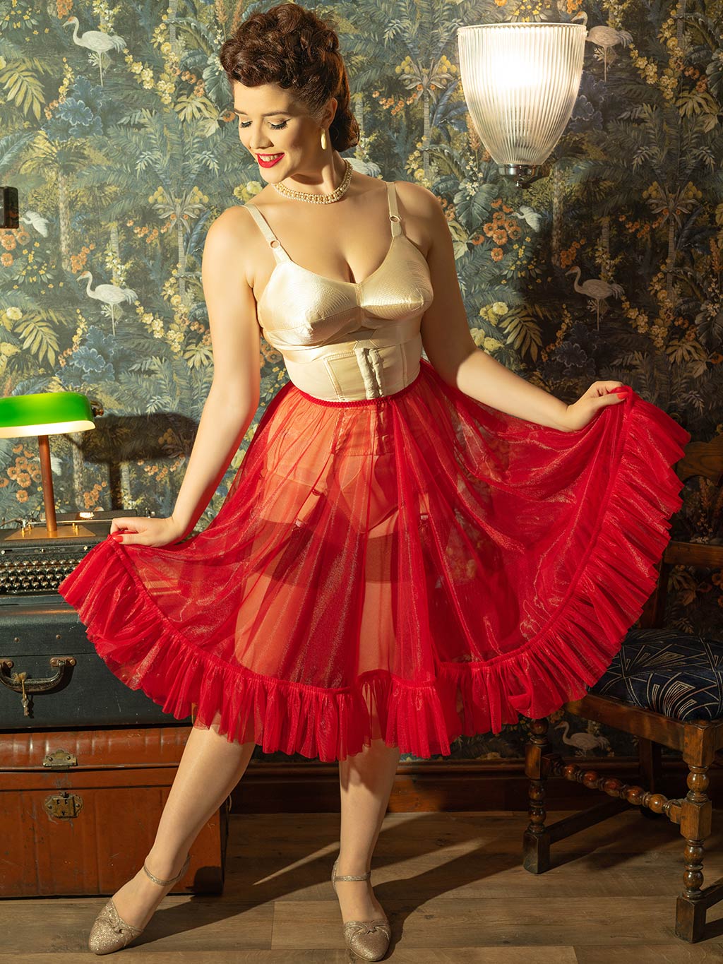 Retro Red Frilly Petticoat L8021R - Image 5