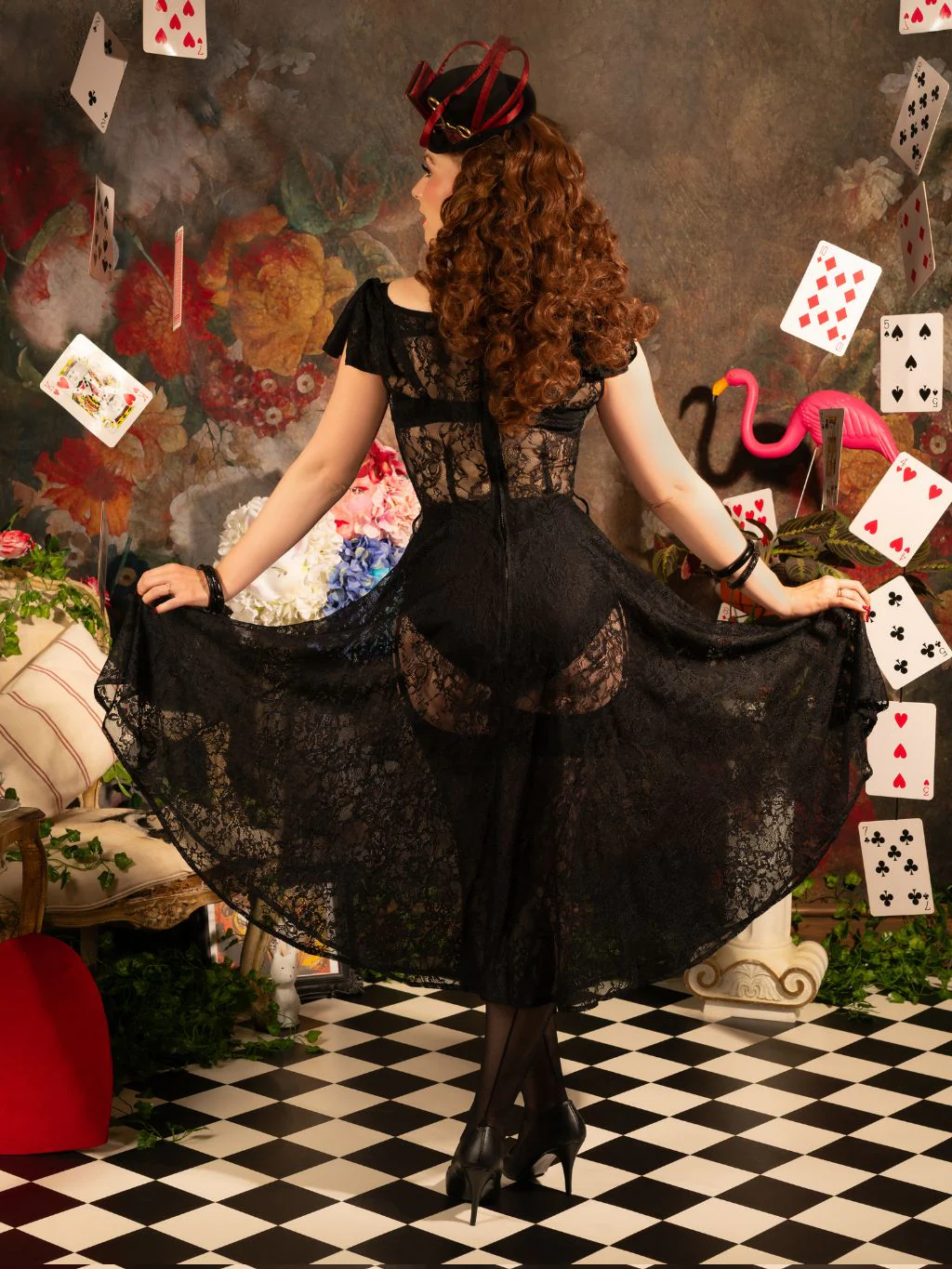 Edwina 1950s Black Lace Dress - Image 6